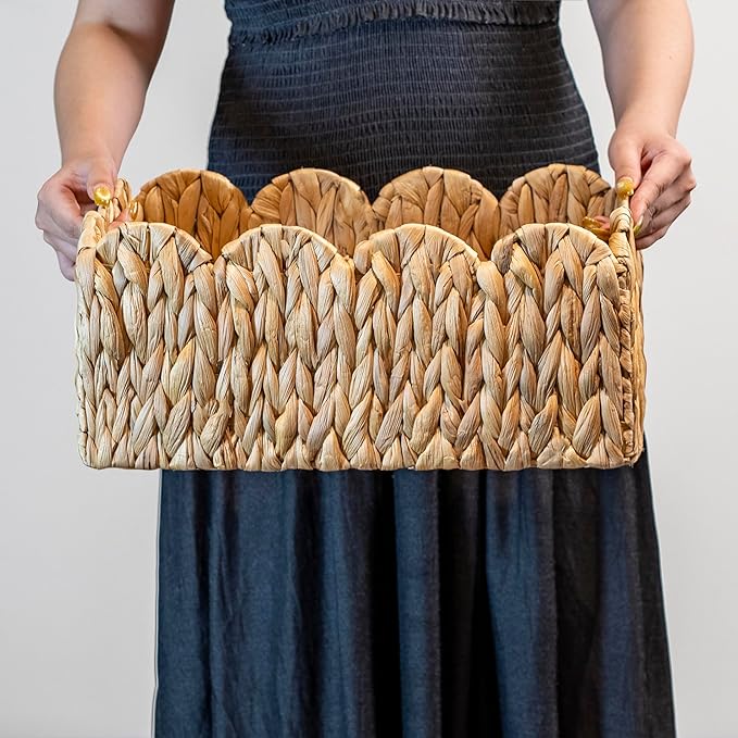 Scalloped Basket Wicker & Rattan Storage Basket - Image 3
