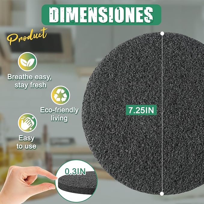 6.7 Inch Charcoal Filters for 10 Pack Kitchen Countertop Compost Bins - Image 2