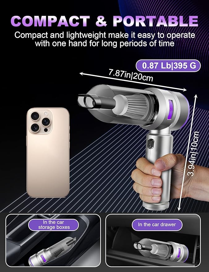 Handheld Car Vacuum Portable Cordless, 15000Pa High Power Handheld Vacuum - Image 5