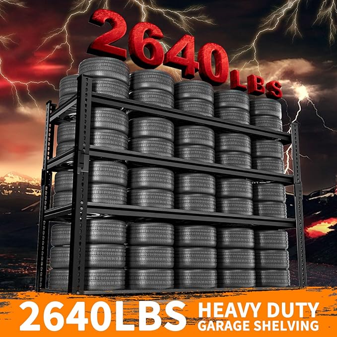 Storage Shelves Heavy Duty 2 PCS, 4-tier Adjustable Metal Industrial Utility - Image 4