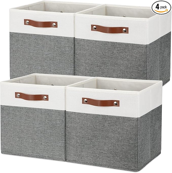Temary Storage Cubes 12ﾗ12 Fabric Cube Storage Bins Foldable Storage Baskets by TEMARY