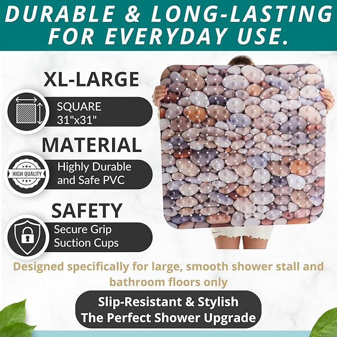 ENKOSI Extra Large Square Non Slip Shower Mat - Image 3