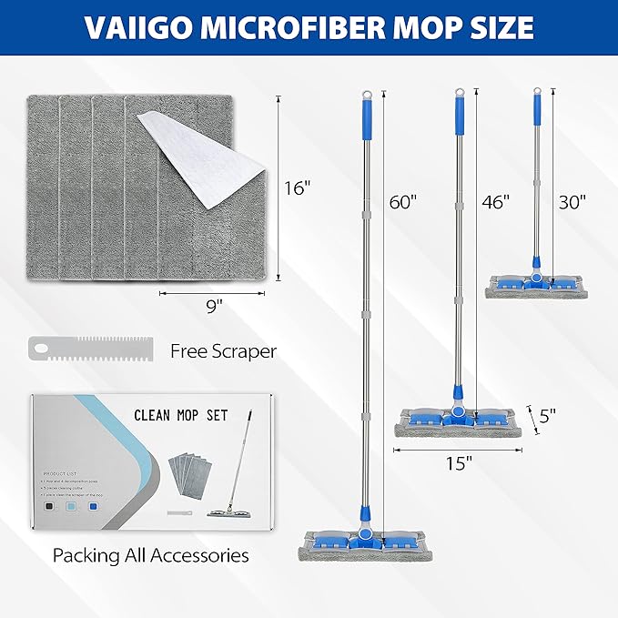 Professional Microfiber Hardwood Floor Mop, Flat Mops - Image 5