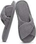 Evshine Summer House Slippers for Women Corduroy Cross Bow Indoor Slippers Open by Evshine