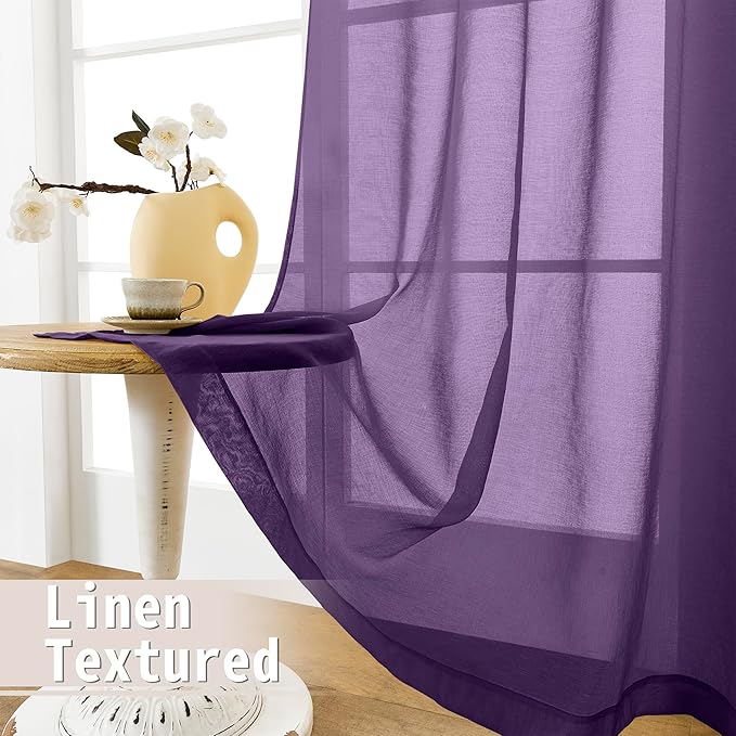 Tollpiz Sheer Curtains Closet Linen Textured Curtain Sheers Doorway Light - Image 4