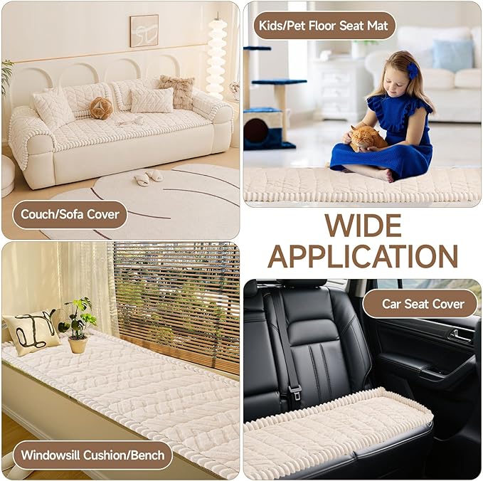 OTOB Pet Couch Covers for 3 Cushion Couch Sofa, Washable & Non Slip Fuzzy Plush - Image 5