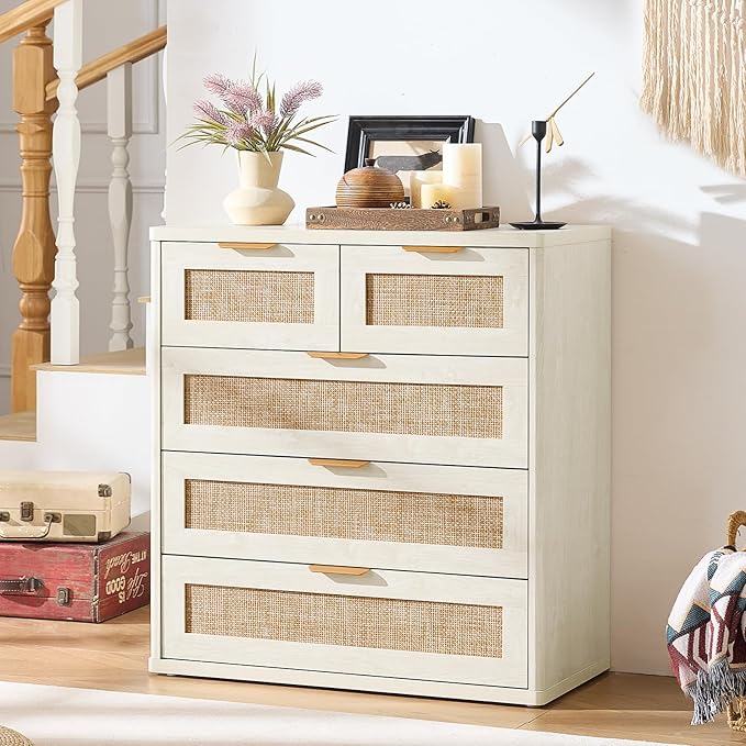 LEYAOYAO White Dresser for Bedroom, 33.5" Tall Chest of Drawers, Modern 5 - Image 9