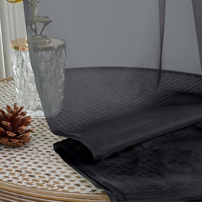 Chyhomenyc Extra Long Black Sheer Curtains 144 inch 2 Panels, Translucent - Image 5