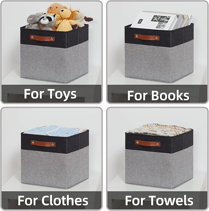HNZIGE Cube Storage Baskets, Fabric Storage Cubes 12 x 12, Decorative Storage - Image 6
