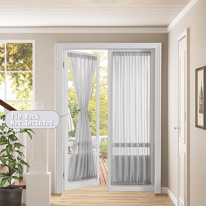 Tollpiz Sheer Curtains Closet Linen Textured Curtain Sheers Doorway Light - Image 2