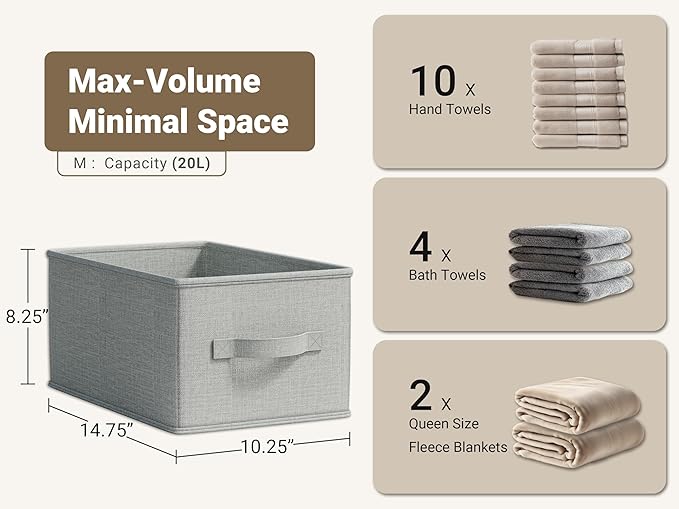 3 Pack Fabric Storage Bins for Shelves | 14.75x10.25x8.25 in Storage Baskets | - Image 3