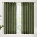 YoungsTex Olive Green Linen Curtains 48 Inch Length by YoungsTex