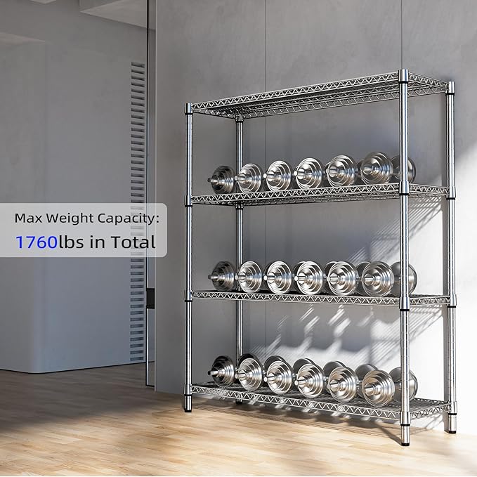 1760 LBs 4 Tier Storage Rack Metal Wire Shelving Unit, Storage Standing Shelf - Image 7