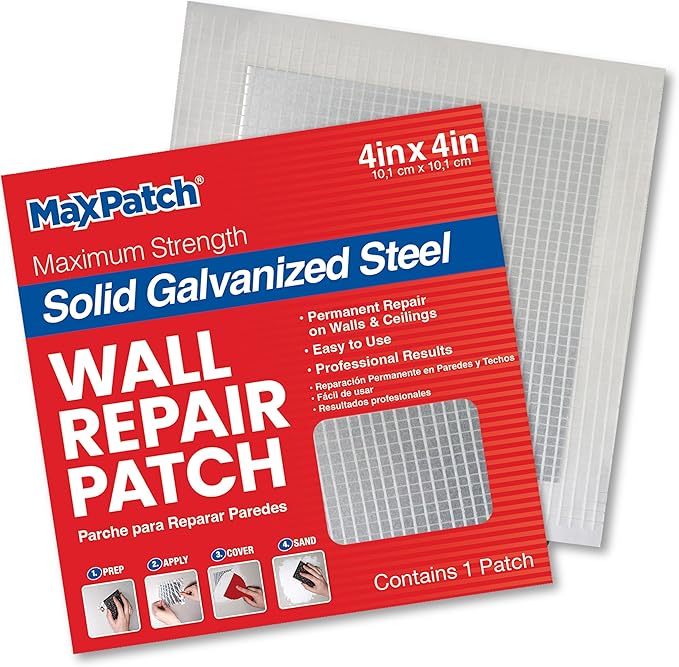 MaxPatch® 4 in. x 4 in. Solid Metal Self-Adhesive Wall Repair Patch – Durable by Maxpatch
