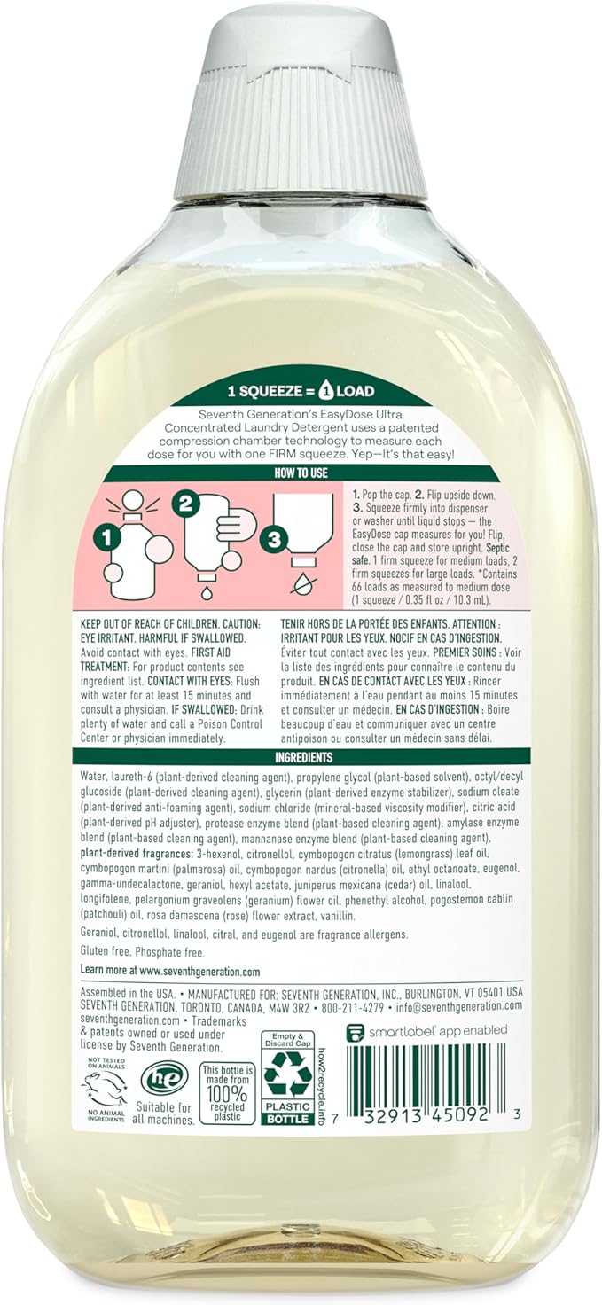 Seventh Generation EasyDose Laundry Detergent Ultra Concentrated Rose Washing - Image 2