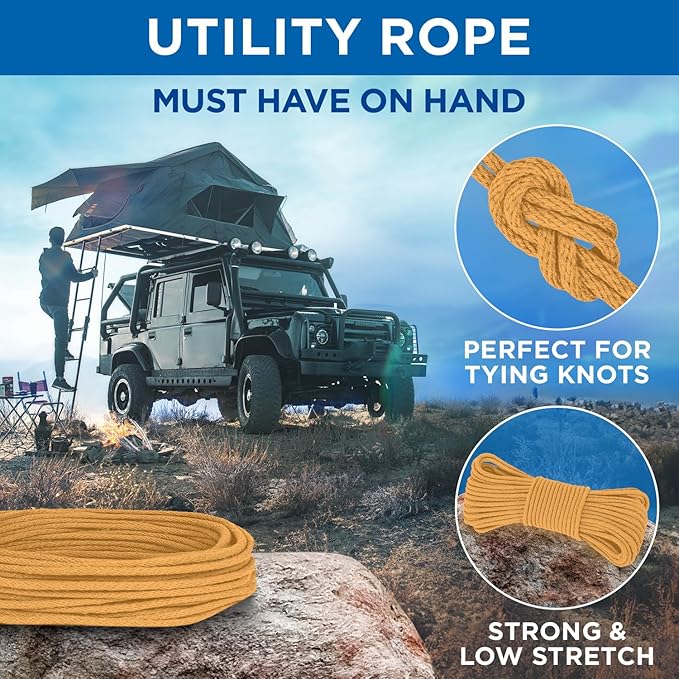 TECEUM Cotton Rope 3/16” – 50 FT – Strong All-Purpose Braided Rope – Natural - Image 6