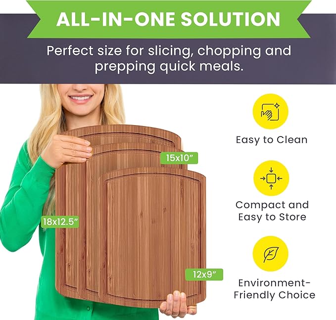 Bamboo Wooden Cutting Board Set of 3 - Image 2
