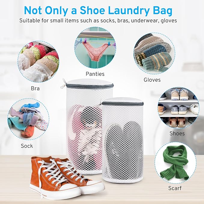 2 Pack 2 Size 120g Honeycomb Shoe Washing Machine Bag, Fabric Shoe Bag - Image 6