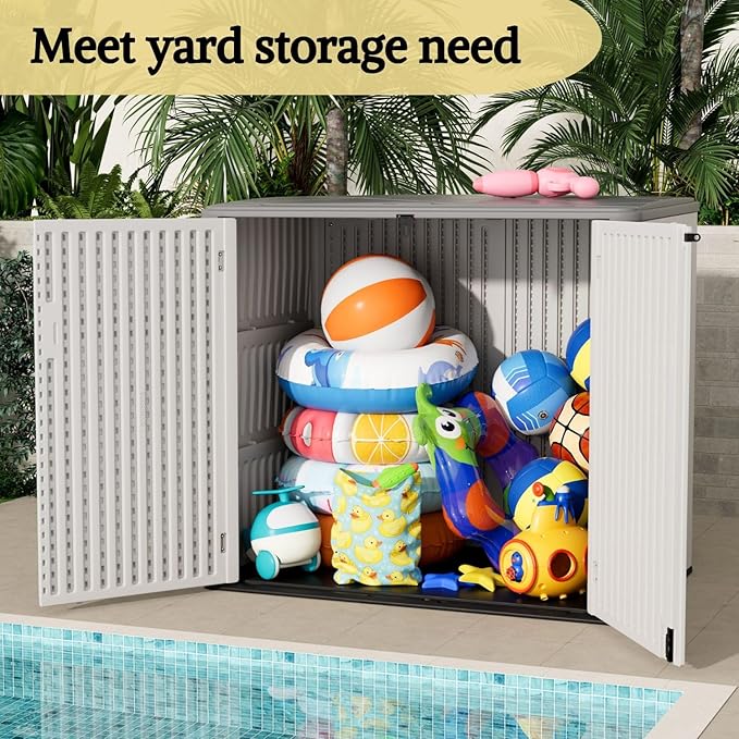 ZZM Large Outdoor Storage Shed, 48 Cu Ft Resin Versatile Storage Cabinet - Image 7
