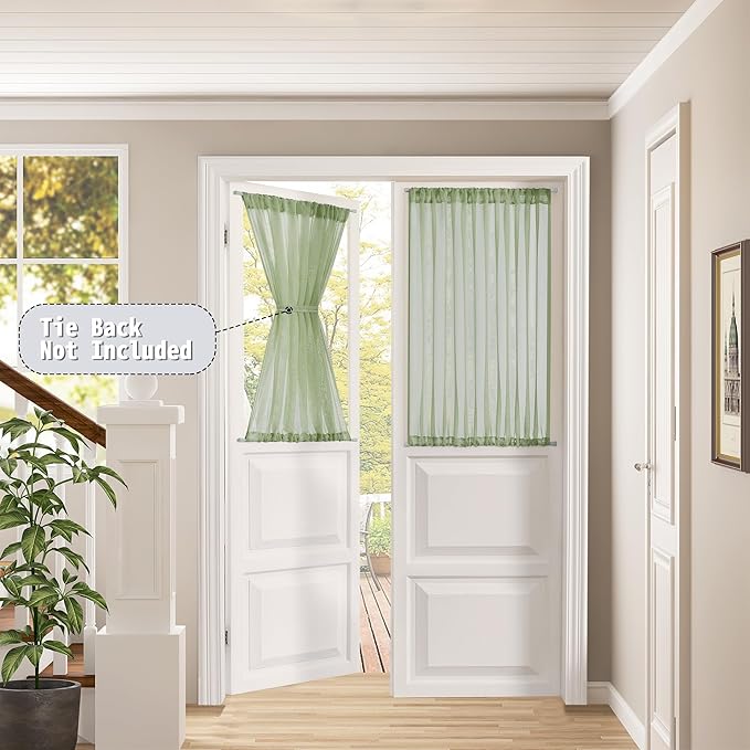 Tollpiz Sheer Door Curtains Closet Linen Textured Curtain Sheers Doorway Light - Image 2