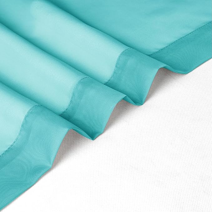 Chyhomenyc Sheer Turquoise Curtains 90 inches Long 2 Panels, Light Filtering - Image 4
