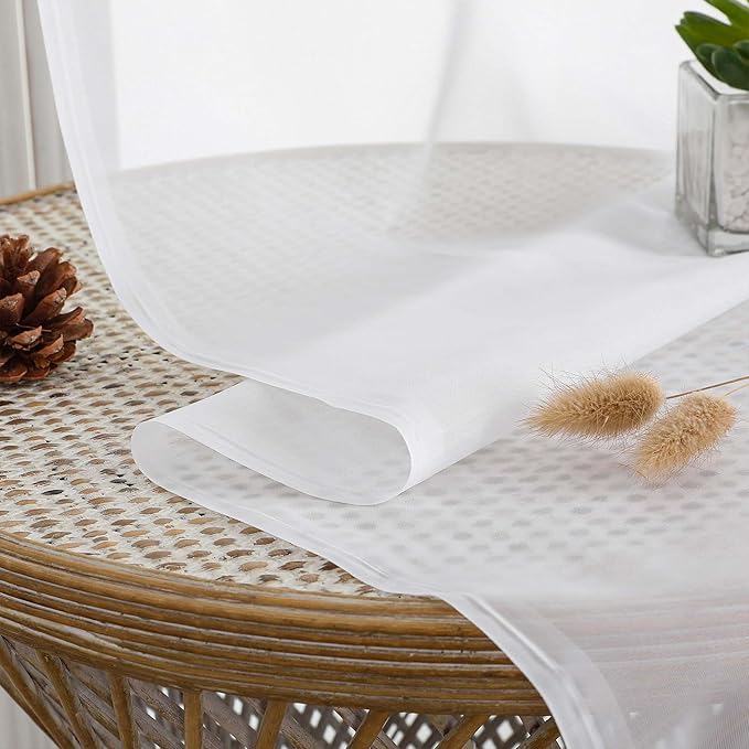 Chyhomenyc Extra Long White Sheer Curtains 108 Inches Long 2 Panels, Light - Image 5