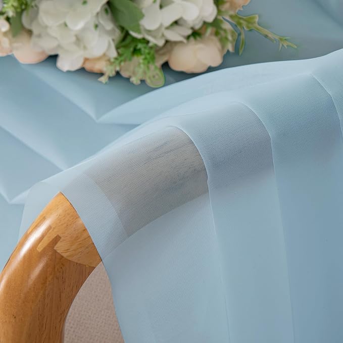 Chyhomenyc Light Blue Sheer Curtains 72 Inch Length 2 Panels, Light Filtering - Image 6