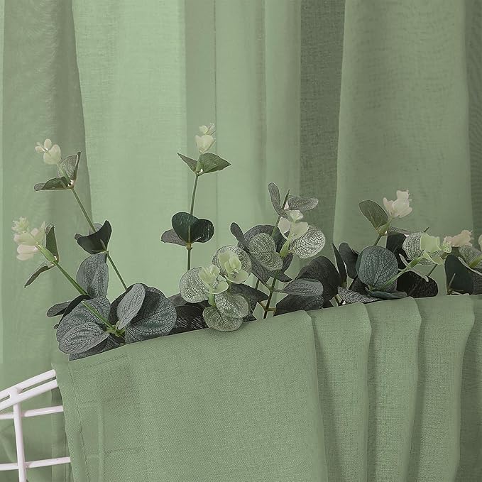 Tollpiz Short Sheer Curtains Linen Textured Bedroom Curtain Sheers Light - Image 6