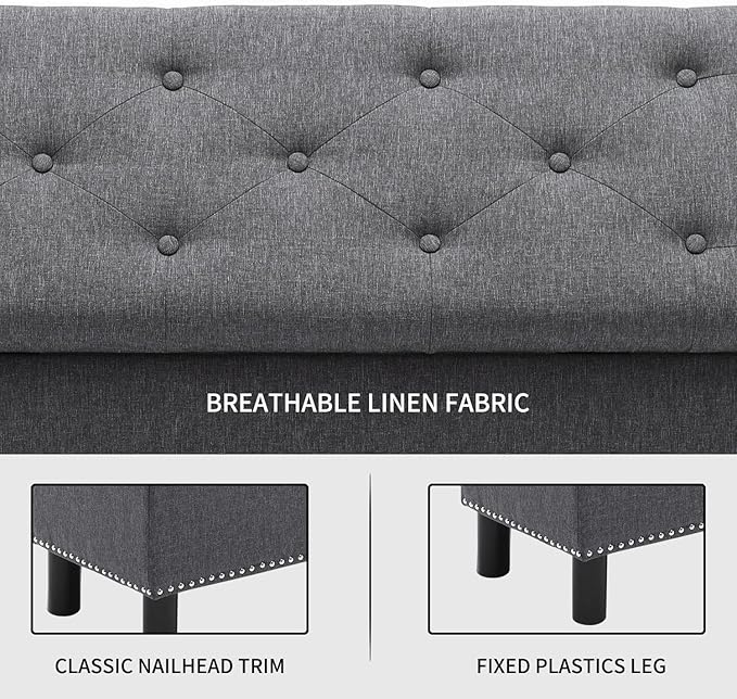Furnimart 42.5 Inch Storage Ottoman Bench, Flip Top End of Bed Storage Bench - Image 4