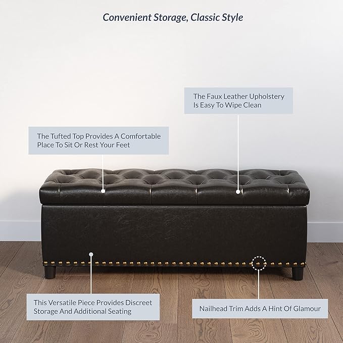 BELLEZE 47" Storage Ottoman, Storage Bench - Image 7