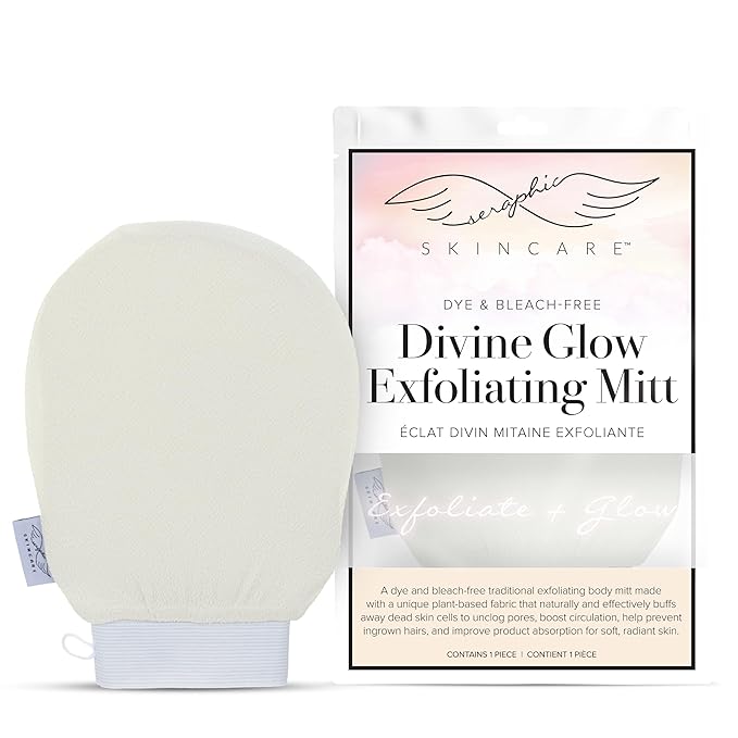 Seraphic Skincare Divine Glow Exfoliating Mitt – 100%, Bleach-Free Vegan by SeraphicSkincare