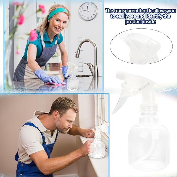 20 Pcs Empty Plastic Spray Bottle 8 OZ Reusable Clear Liquid Container - Image 4