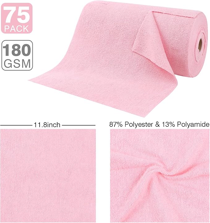 Microfiber Cloth Roll 75 Pack, Tear Away Microfiber Towels 12x12 Inch, Reusable - Image 5