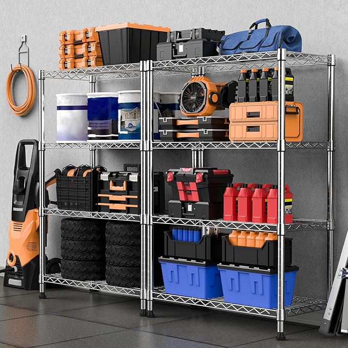 1000 lbs Storage Shelving Steel Heavy Duty 4-Tier Utility Shelving Unit Steel - Image 7