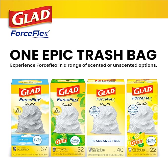 Glad ForceFlex Tall Kitchen Drawstring Trash Bags, 13 Gal, Fragrance Free - Image 9