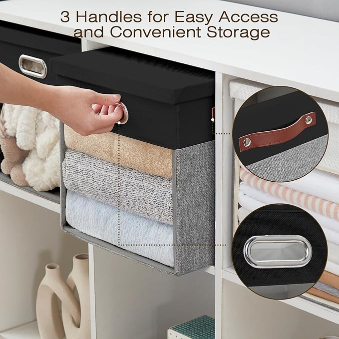 Fabric Storage Cubes with Clear Windows and Lids 11'' Foldable Storage Bins - Image 4