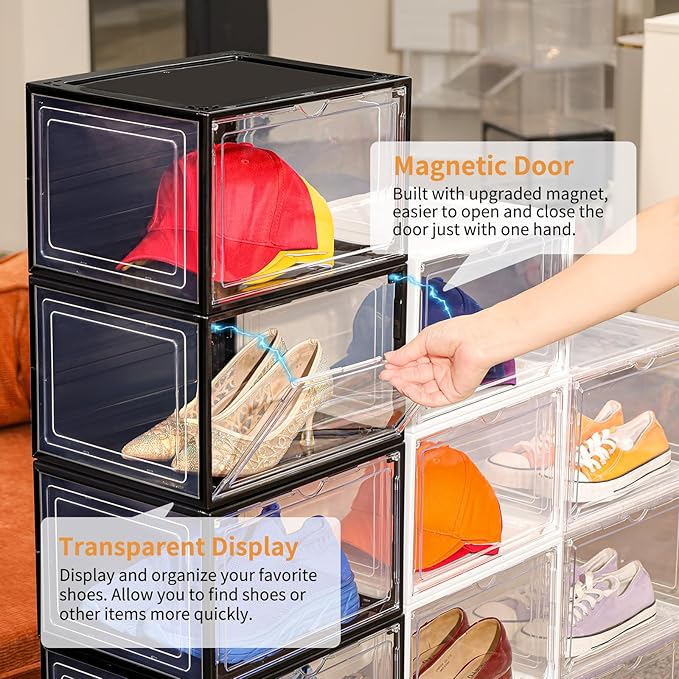 12 Pack Clear Shoe Boxes Stackable, Large Shoe Storage Organizer - Image 7