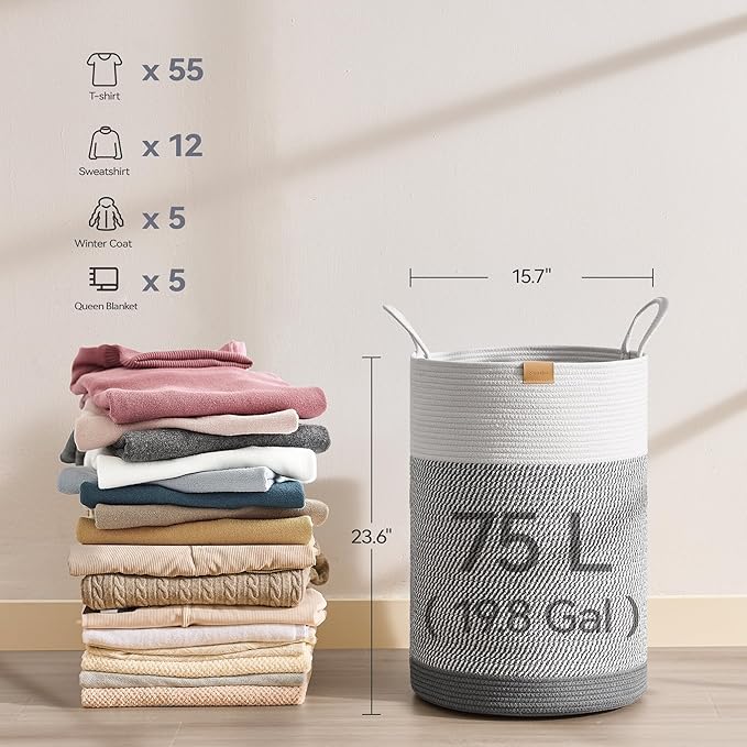 Laundry Hamper 75L, Large Laundry Basket - Image 6