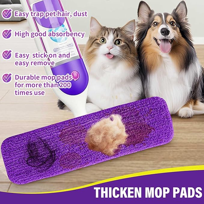 15 inch Mop Pads Refills, 6 Pack Microfiber Reusable Replacement Mop Pads Flat - Image 4