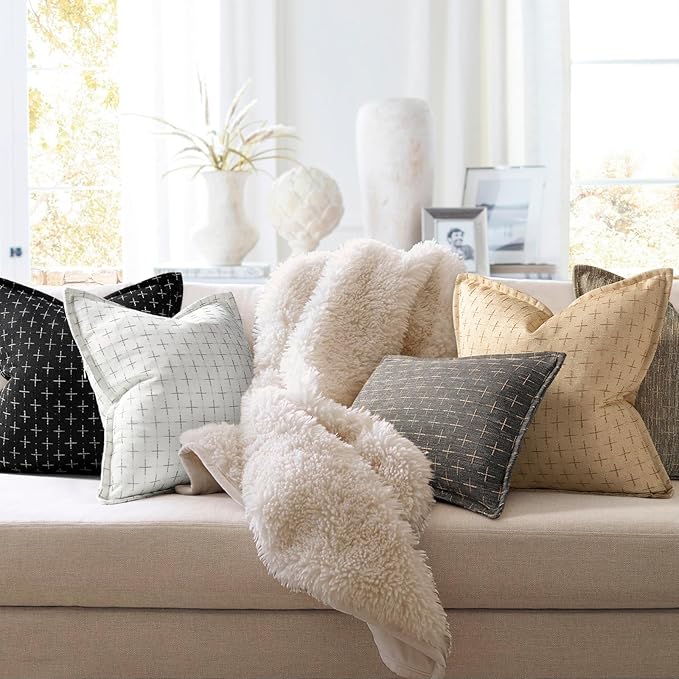 ZWJD 12x20 Pillow Covers Set of 2 Soft Polyester Textured Pillow Covers - Image 6