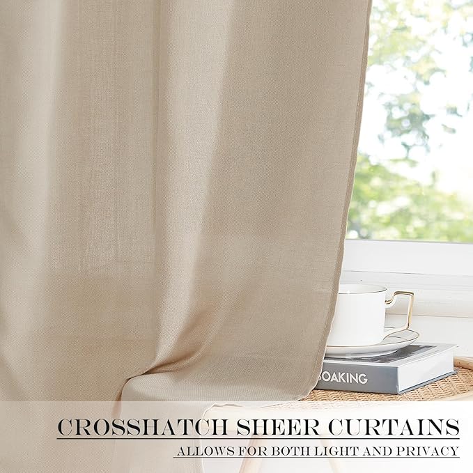 NICETOWN Linen Door Curtains 50 inch Length 1 Panel Farmhouse Kitchen Curtain - Image 5