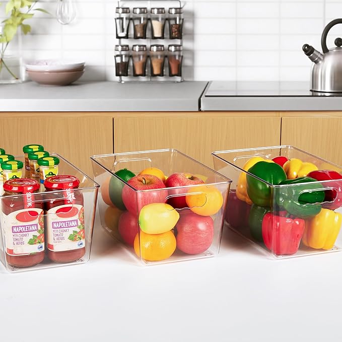 YIHONG Clear Plastic Storage Bins, 4 Pack Pantry Organizer Bins - Image 8