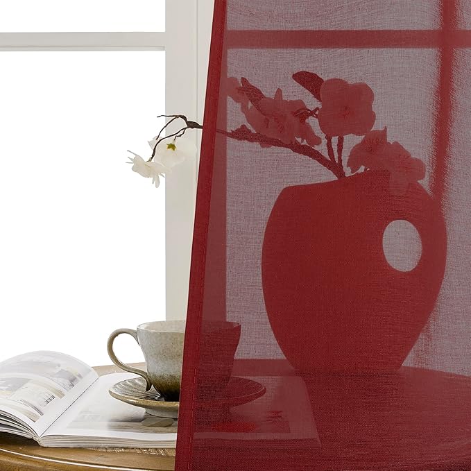 Tollpiz Sheer Door Curtains Closet Linen Textured Curtain Sheers Doorway Light - Image 9