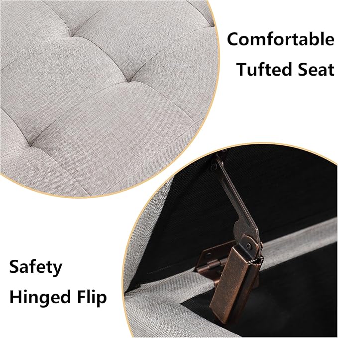 Storage Ottoman Bench with 2.56-inch Thick Seat, 31.5 inch Nesting Ottoman Set - Image 5