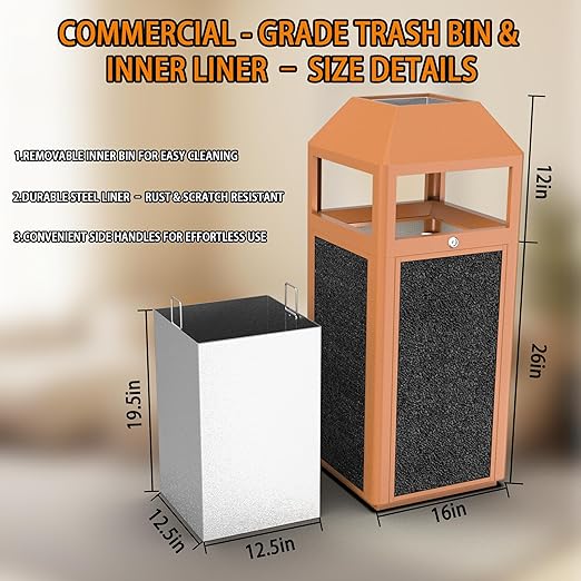 Commercial Metal Outdoor Trash Can - Image 2