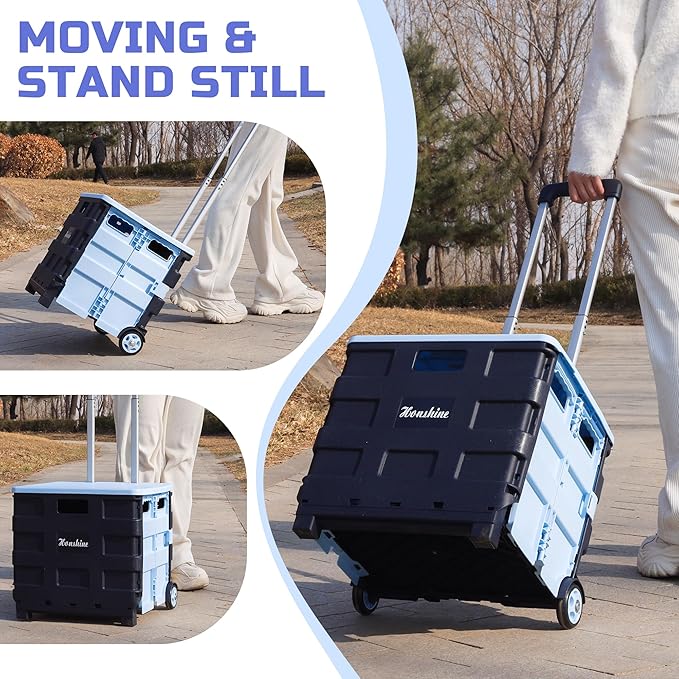 Collapsible Rolling Crate on Noiseless Wheels: Portable Utility Cart - Image 2