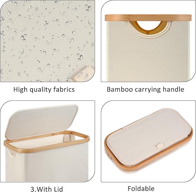 Slim Laundry Basket, Tall laundry Hamper - Image 2