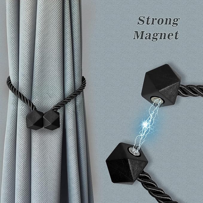 Hion Magnetic Curtain Tiebacks Dark Brown 6 Pack, Curtain Tiebacks Buckles - Image 3