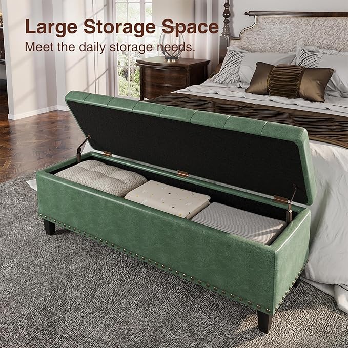 Storage Ottoman Bench, 51-Inch Large Storage Bench - Image 4