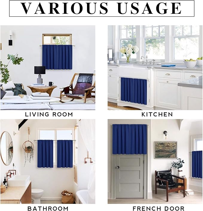 RYB HOME Kitchen Curtains Blackout Half Window Short Drapes - Image 7